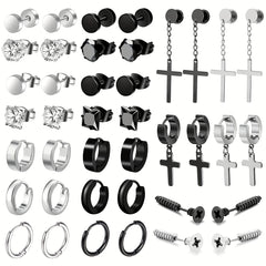 Black & Silver Earring Set (40 Piece)