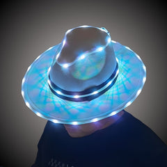 Cyber Cowboy LED Hat (Performer Grade) lit in icy blue and white
