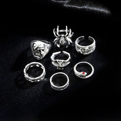 Men's Silver Ring Set (7 Pieces)