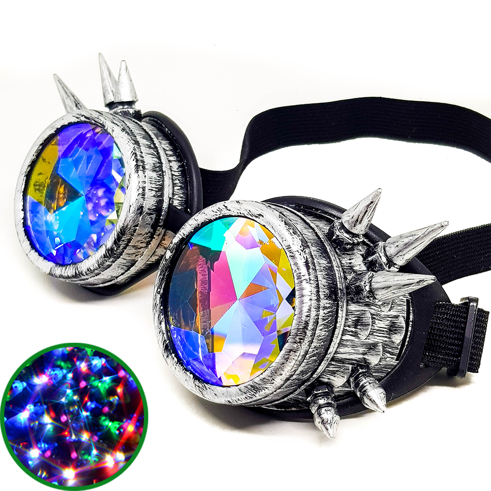 Brushed Chrome Steampunk Kaleidoscope Goggles V2 Euphorium Store
