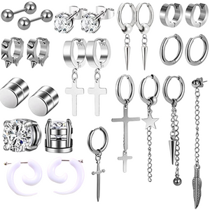 25 Piece Silver Earring Set