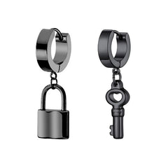 Black Lock & Key Earrings