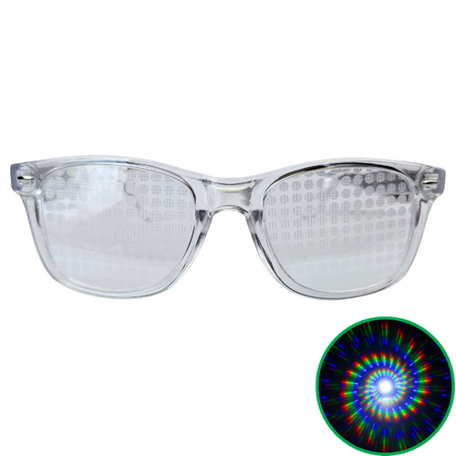 Clear Wayfarer Spiral Diffraction Glasses