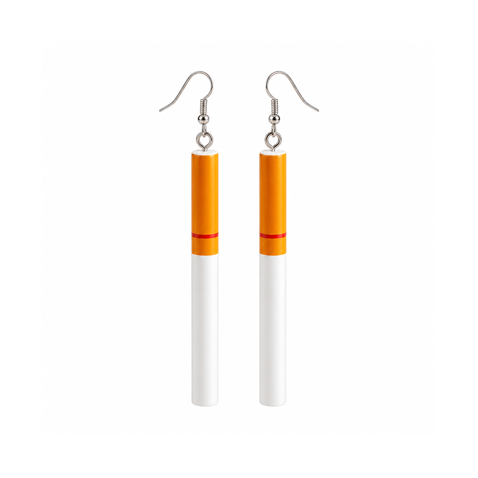 Dart full-length cigarette earrings on white