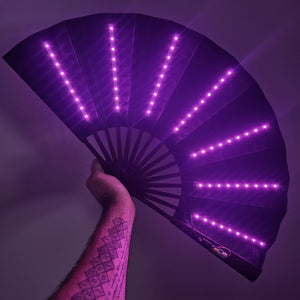 Large Pink LED Hand Fan (Black)
