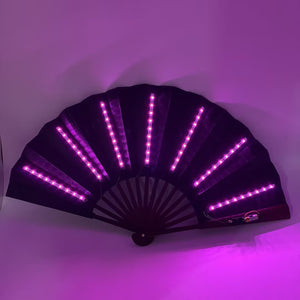 Large Pink LED Hand Fan (Black)
