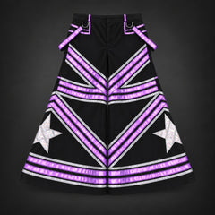 Nova Phat Pants with purple reflective chevrons and silver stars on charcoal grey