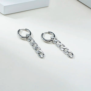 Silver Cuban Chain Earrings