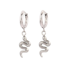Silver Snake Earrings (Stainless Steel)