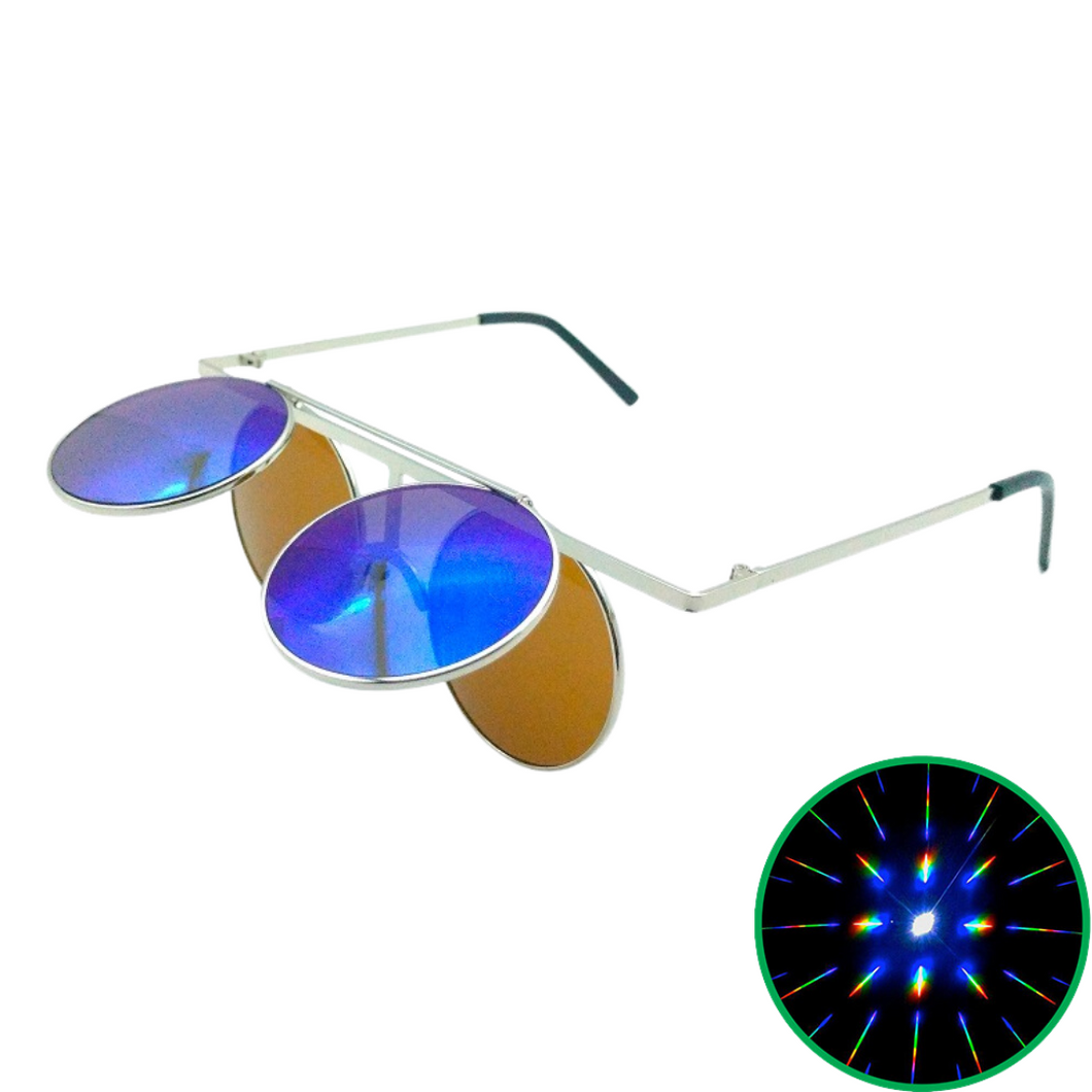 Blue Tinted Flip Up Diffraction Glasses