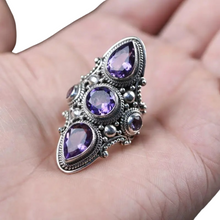 Load image into Gallery viewer, Adjustable Vintage Amethyst Ring