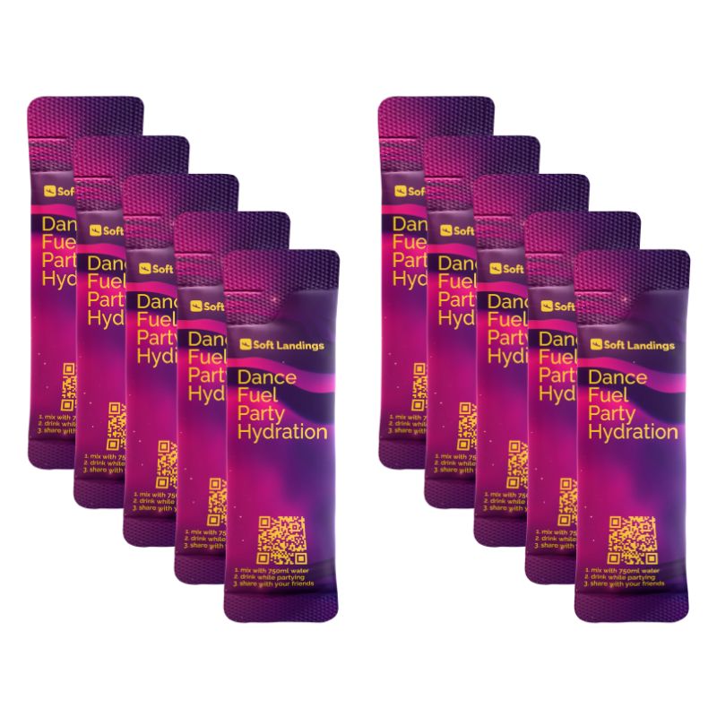Soft Landings Dance Fuel Party Hydration Supplement 10 Pack of single serve sachets