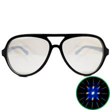 Load image into Gallery viewer, Black Aviator Diffraction Glasses