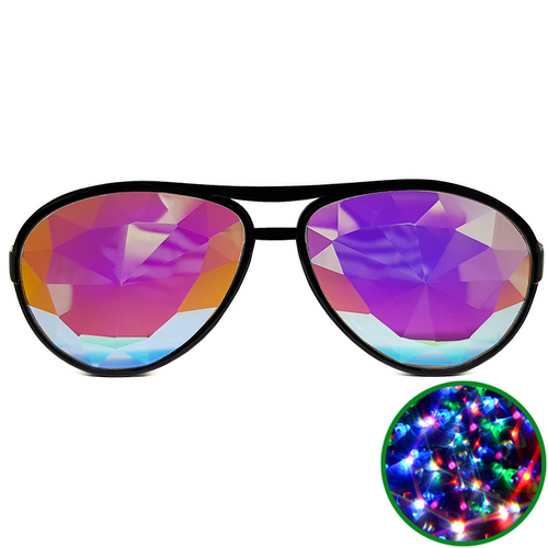 Black Aviator Kaleidoscope Glasses