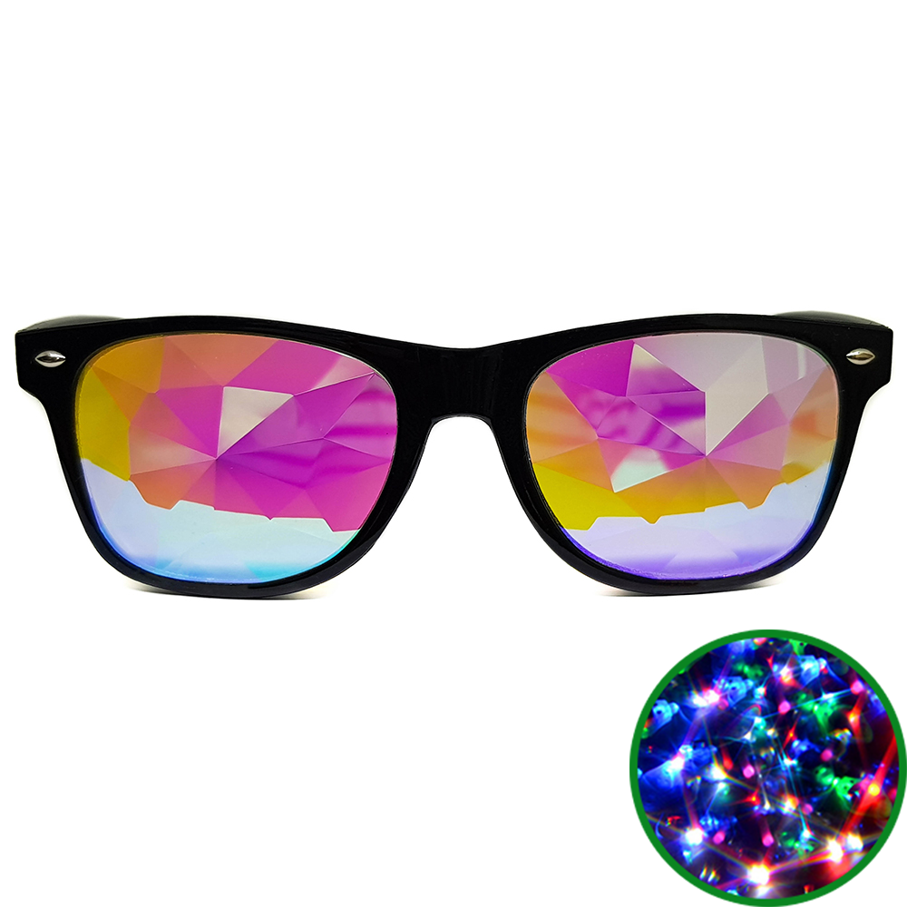 Black Wayfarer Kaleidoscope Glasses