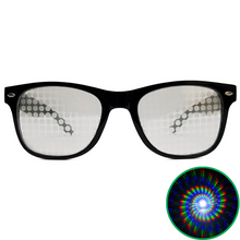 Load image into Gallery viewer, Black Wayfarer Spiral Diffraction Glasses