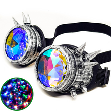 Load image into Gallery viewer, Brushed Chrome Steampunk Kaleidoscope Goggles V2