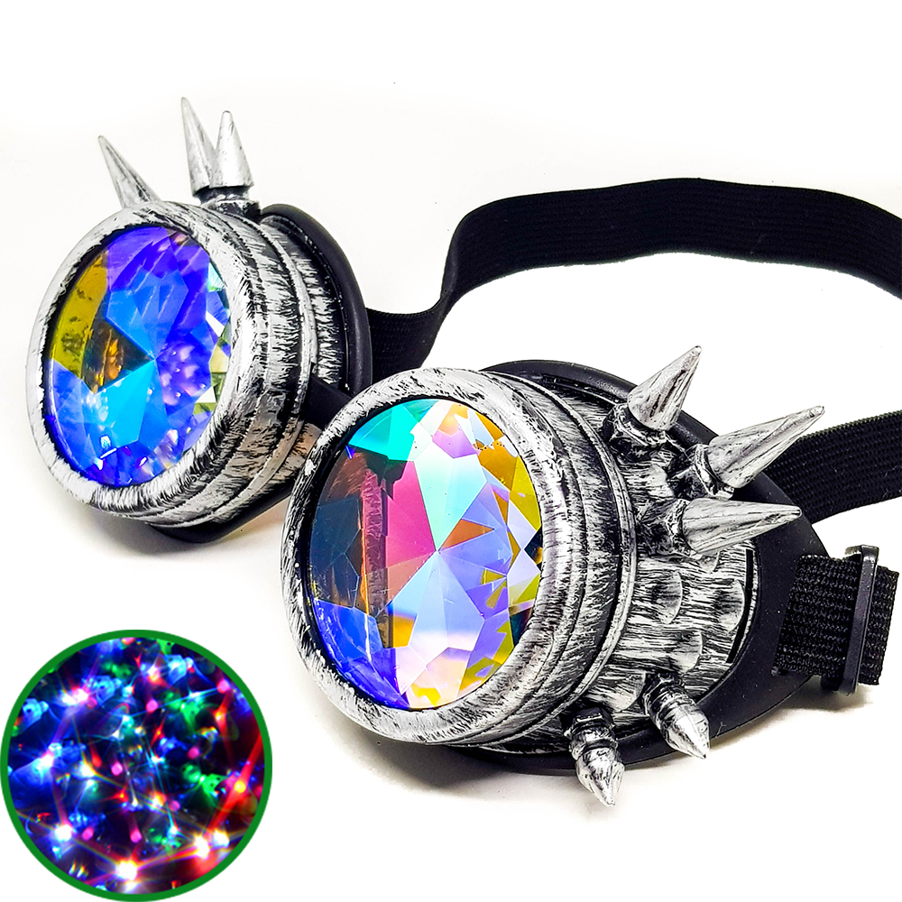 Brushed Chrome Steampunk Kaleidoscope Goggles V2