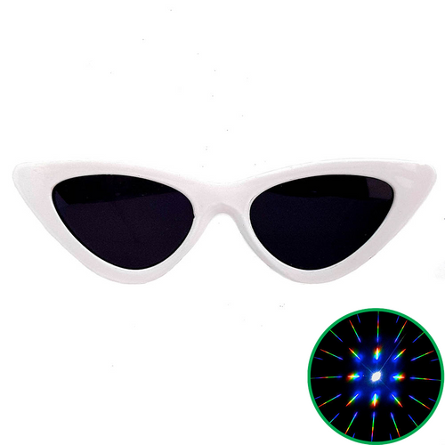 White Cat Eye Diffraction Glasses