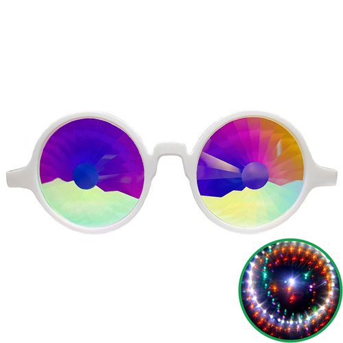 White Wormhole Kaleidoscope Glasses