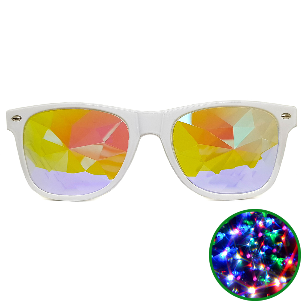 White Wayfarer Kaleidoscope Glasses