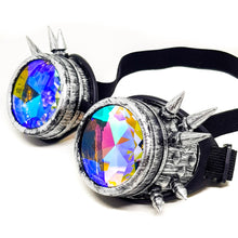 Load image into Gallery viewer, Brushed Chrome Steampunk Kaleidoscope Goggles V2