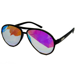 Black Aviator Kaleidoscope Glasses