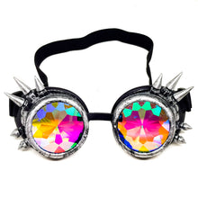 Load image into Gallery viewer, Brushed Chrome Steampunk Kaleidoscope Goggles V2