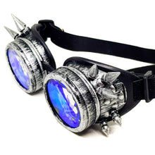 Load image into Gallery viewer, Brushed Chrome Steampunk Kaleidoscope Goggles V2