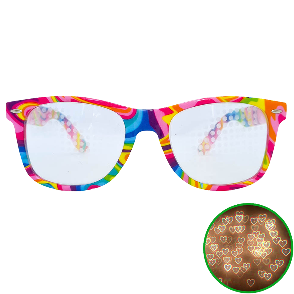 Kandi Swirl Wayfarer Heart Diffraction Glasses