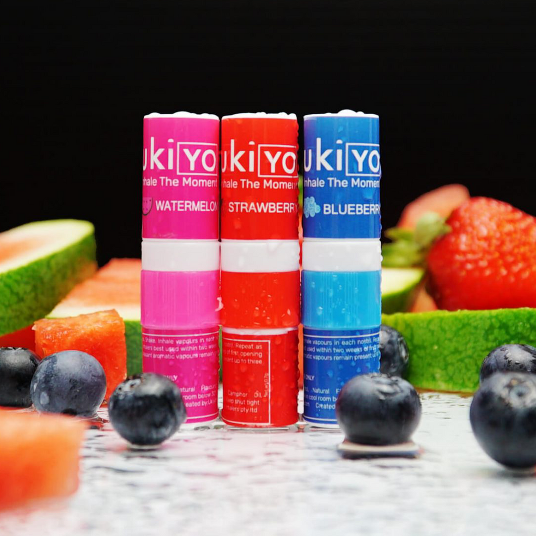 Ukiyo Scented Nasal Inhalers: Watermelon, Strawberry & Blueberry (3 Pack)